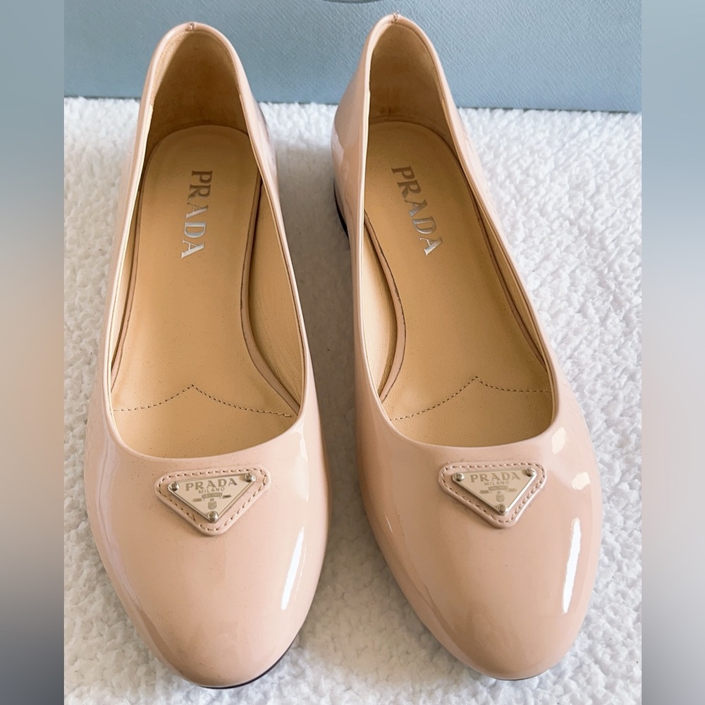 Prada Nude Patent Leather Flats